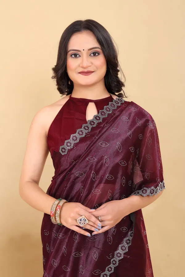 Maroon_Silk_With_Best_Quality_Net_Saree_Collection_For_Women
