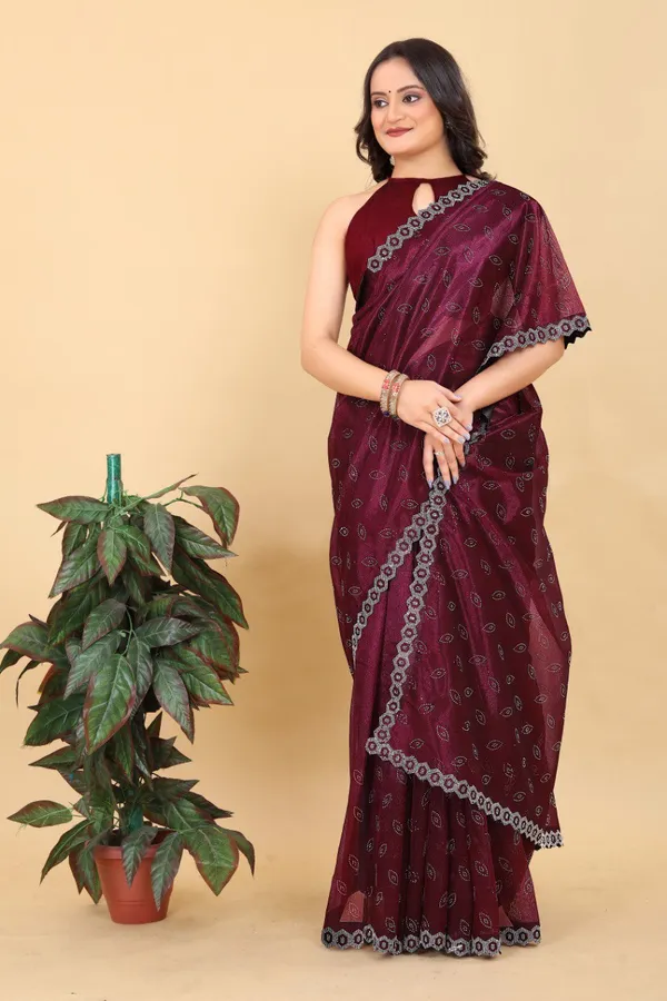 Maroon_Silk_With_Best_Quality_Net_Saree_Collection_For_Women