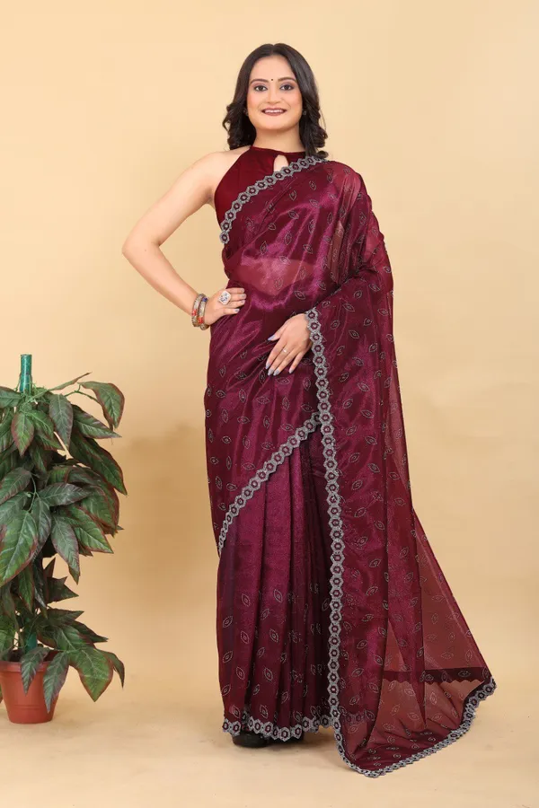 Maroon_Silk_With_Best_Quality_Net_Saree_Collection_For_Women