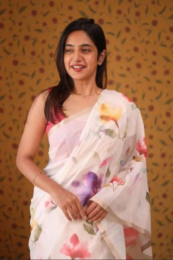 White_And_Pink_Linen_Saree_with_Soft_Floral_Charm_For_Women