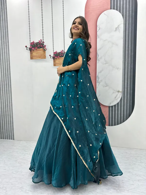 Firozi_Heavy_Embroidery_Thread_&_Sequence_Work_With_Fancy_Latakan_Lehenga_For_Women