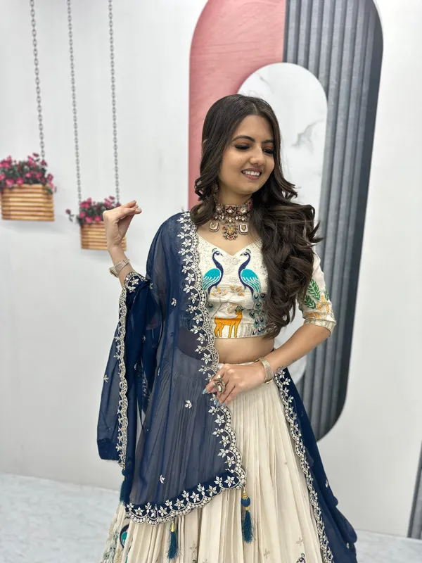 Off_White_Pure_Silk_Peacock_Design_Ready_to_Wear_Lehenga_For_Women