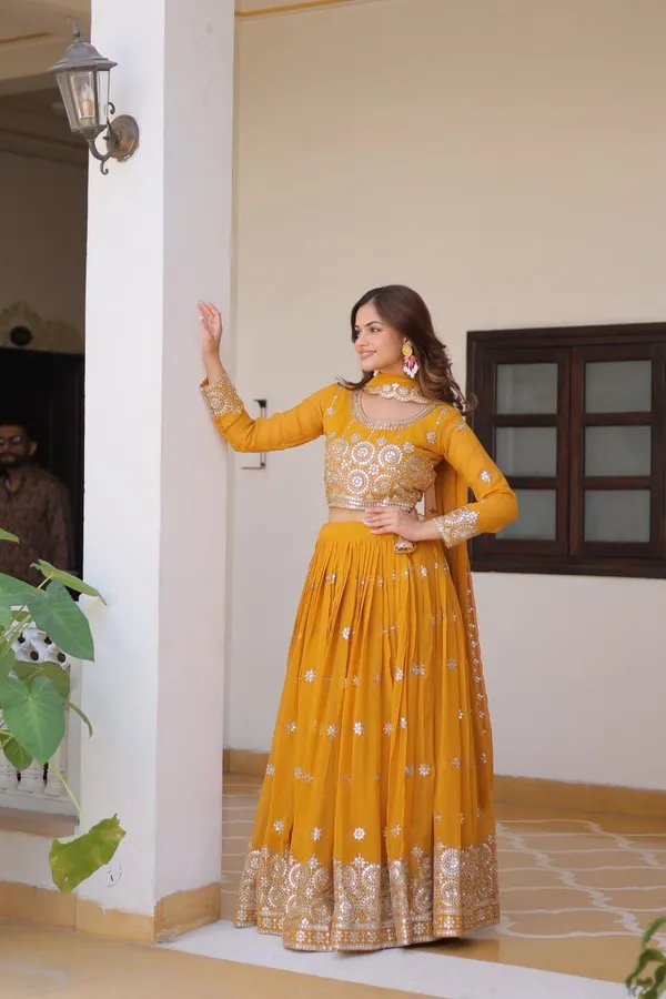 Yellow_Heavy_Embroidert_Work_Lehenga_For_Women