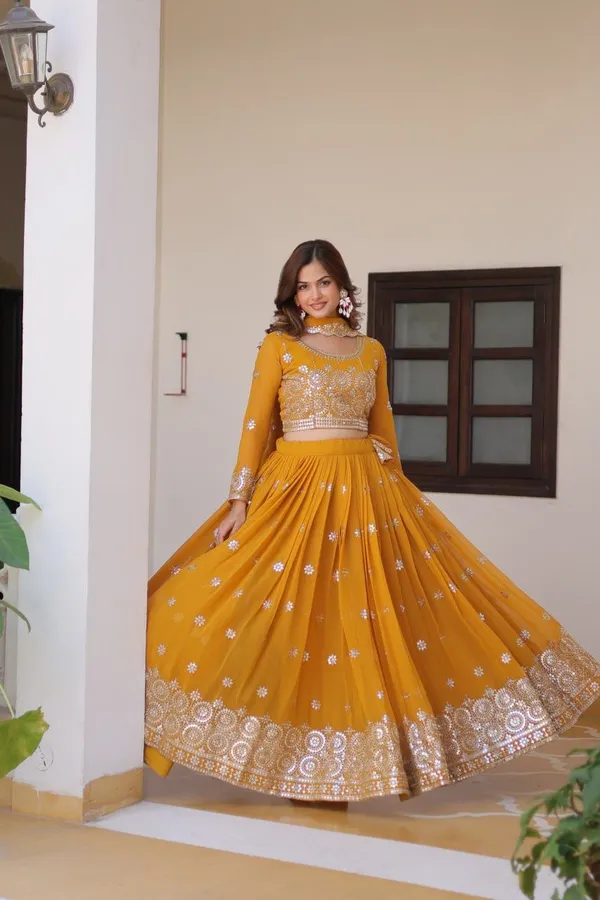 Yellow_Heavy_Embroidert_Work_Lehenga_For_Women