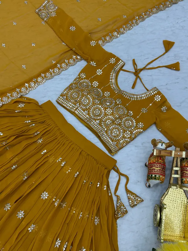Yellow_Heavy_Embroidert_Work_Lehenga_For_Women