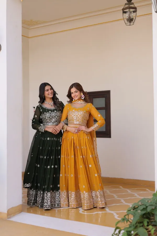 Yellow_Heavy_Embroidert_Work_Lehenga_For_Women