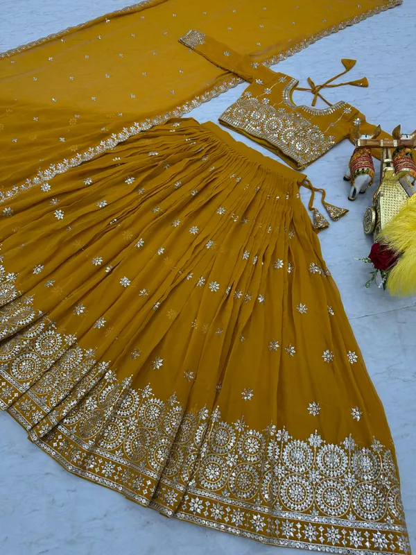Yellow_Heavy_Embroidert_Work_Lehenga_For_Women