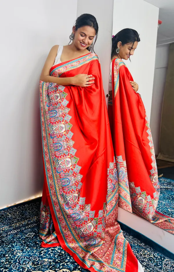 Red_Satin_Luxury_Japan_Saree_with_Artistic_Digital_Prints_For_Women