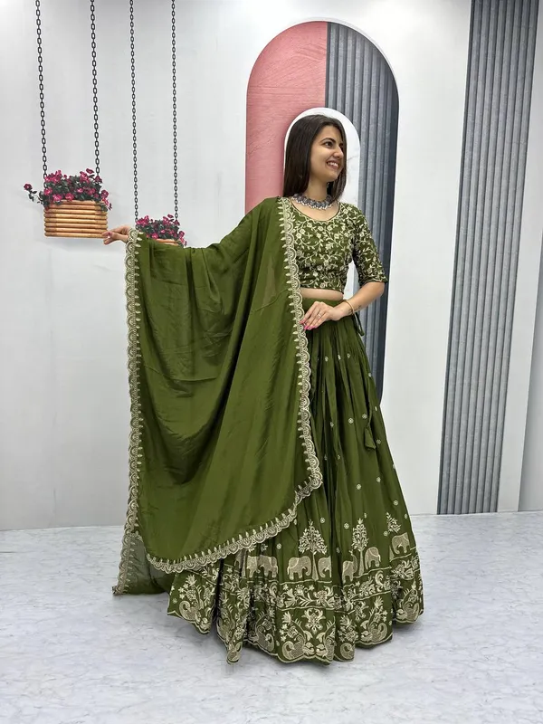 Mehendi_Chinon_Elegant_Ready-to-Wear_Lehenga_Set_With_Blouse_and_Dupatta_For_Women