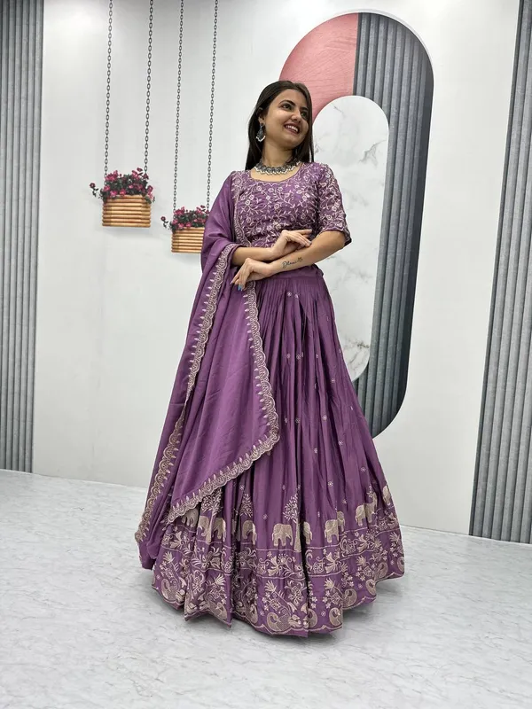 Magenta_Chinon_Elegant_Ready-to-Wear_Lehenga_Set_With_Blouse_and_Dupatta_For_Women