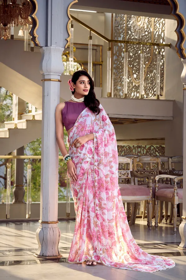 Pink_Weightless_Marbal_(Georgette)_Printed_with_love_and_petals_Saree_For_Women