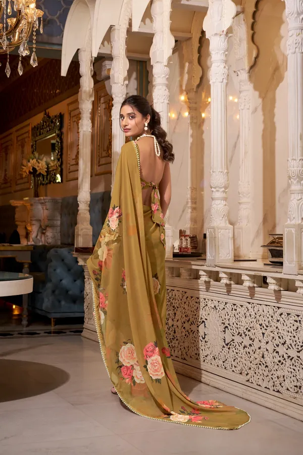 Brown_georgette_printed_saree_with_Pearl_lace_border_For_Women