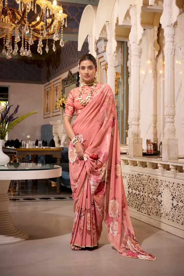 Orange_georgette_printed_saree_with_Pearl_lace_border_For_Women