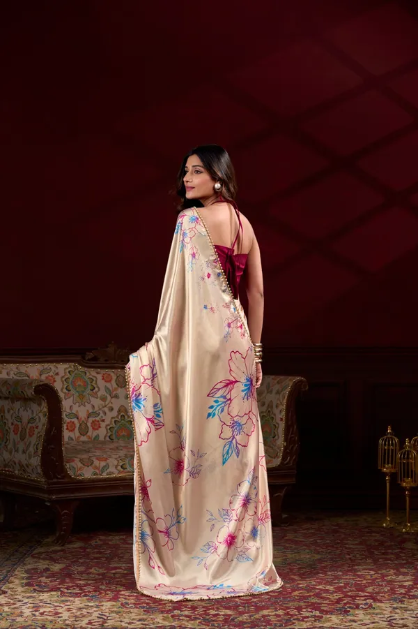 Cream_Satin_Silk_Digital_printed_saree_with_Pearl_lace_border_For_Women