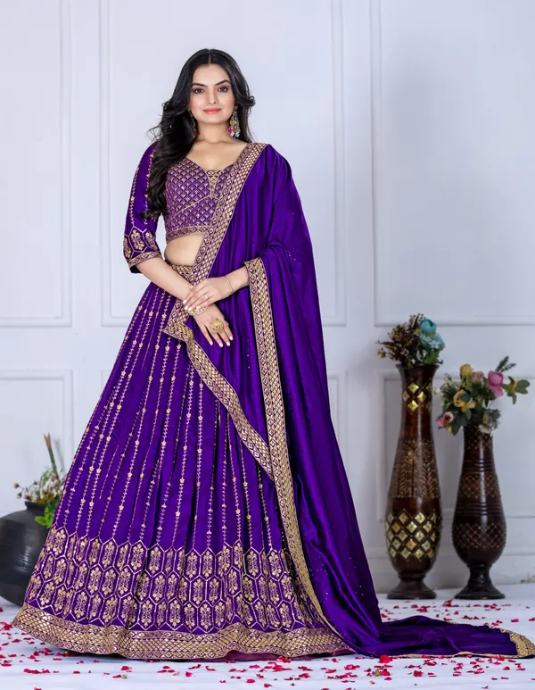 Blue_Heavy_Vichitra_Silk_Work_Lehenga_For_Women