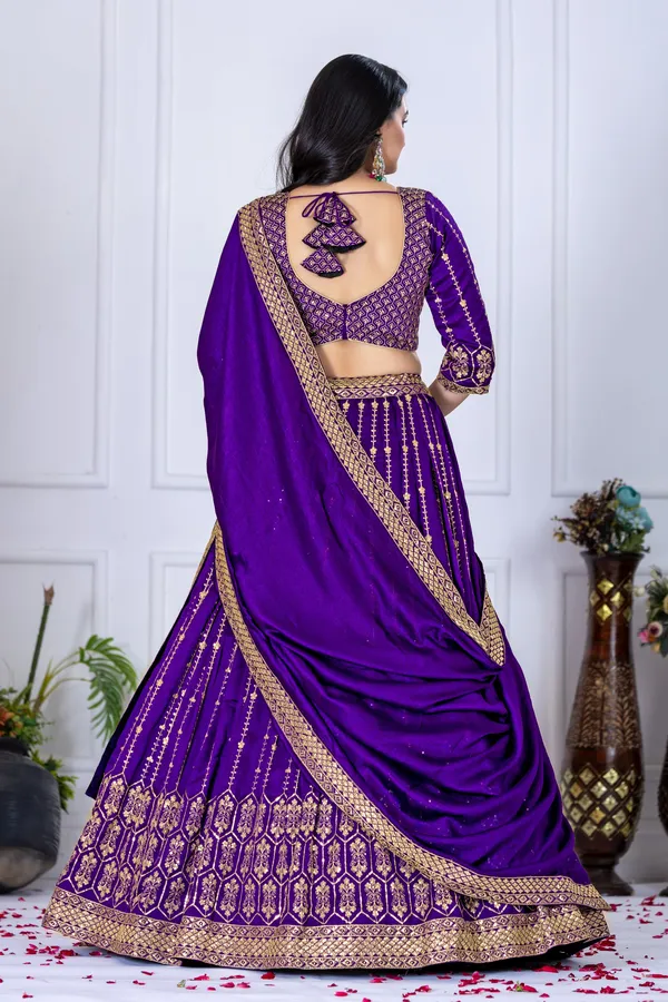 Blue_Heavy_Vichitra_Silk_Work_Lehenga_For_Women