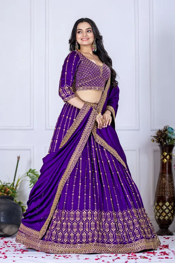 Blue_Heavy_Vichitra_Silk_Work_Lehenga_For_Women