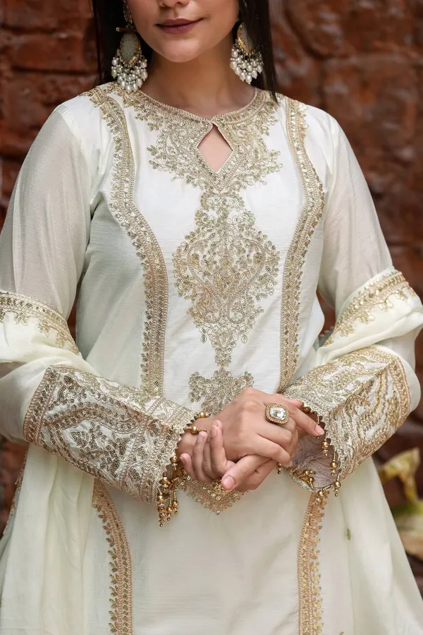 White_Heavy_Chinon_Silk_With_Heavy_Embroidery_Work_For_Women