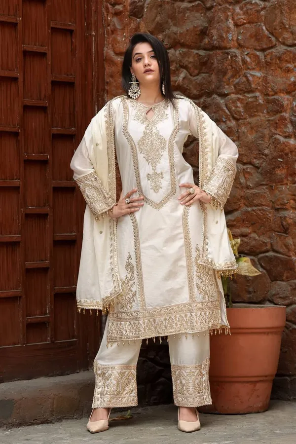 White_Heavy_Chinon_Silk_With_Heavy_Embroidery_Work_For_Women
