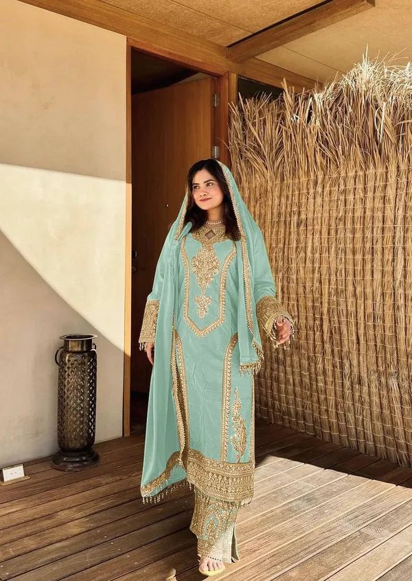 Pista_Green_Heavy_Chinon_Silk_With_Heavy_Embroidery_Work_For_Women