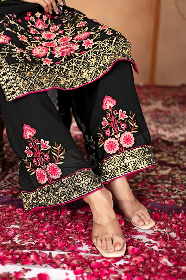 Black_Designer_Faux_Georgette_Party_Wear_3_Pis_Suit_Collection_For_Women