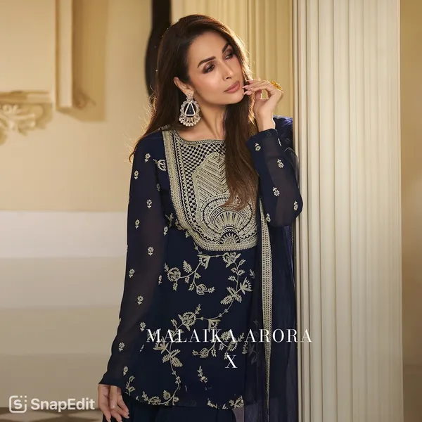 Navy_Blue_Heavy_Faux_Georgette_With_5Mm_Sequence_Embroidery_Work_Sharara_For_Women