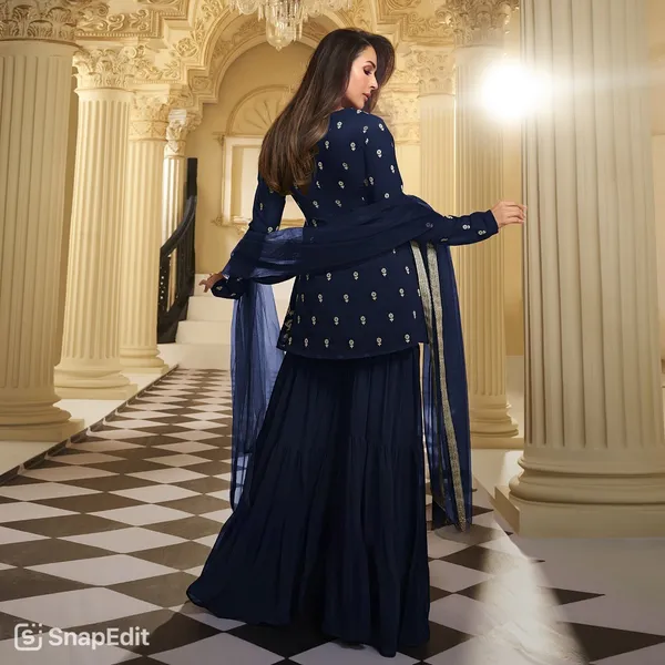 Navy_Blue_Heavy_Faux_Georgette_With_5Mm_Sequence_Embroidery_Work_Sharara_For_Women
