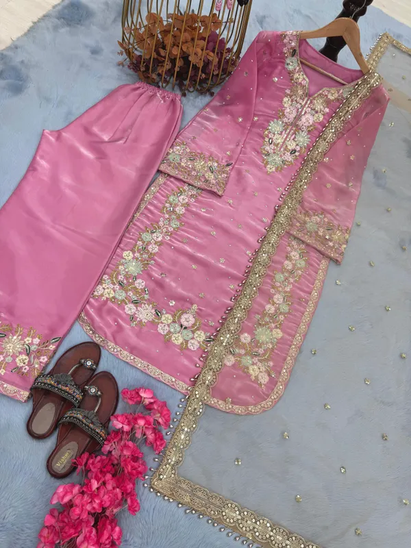 Light_Pink_Pure_Jimmy_Choo_With_Heavy_Embroidery_5_Mm_Sequence_Work_With_Diamond&_Moti_Hand_Work_With_Fancy_Sleeves_For_Women