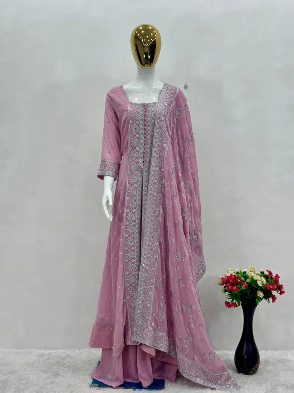Lavender_Heavy_Faux_Georgette_With_Embroidery_Sequence_Work_Designer_Sharara_For_Women