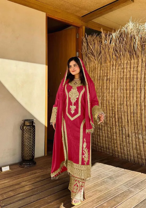 Red_Heavy_Chinon_Silk_With_Heavy_Embroidery_Work_For_Women