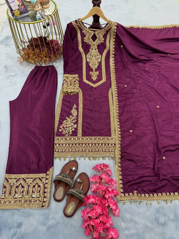 Wine_Pure_Natural_Crep_Silk_With_Embroidery_Sequence_Work_With_Full_Sleeve_For_Women