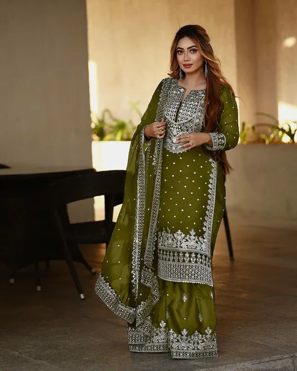 Stylish_Mehendi_Heavy_Chinon_Silk_With_Heavy_Embroidery_Work_For_Women