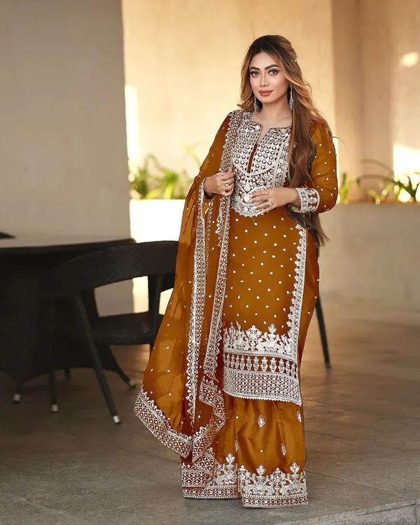 Mustard_Heavy_Chinon_Silk_With_Heavy_Embroidery_Work_For_Women