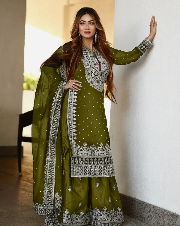 Stylish_Mehendi_Heavy_Chinon_Silk_With_Heavy_Embroidery_Work_For_Women