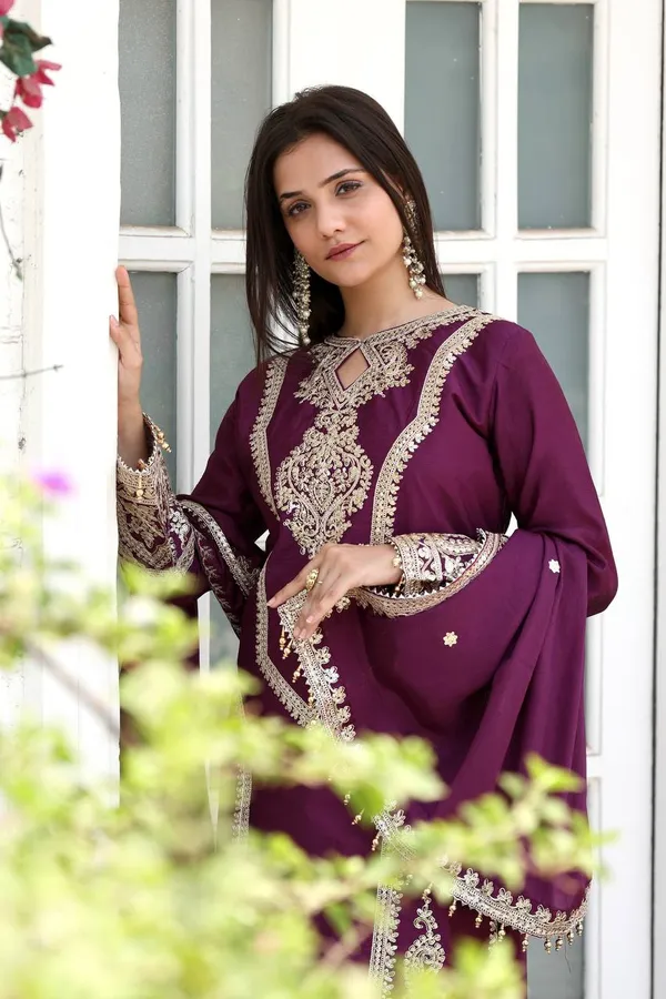 Wine_Pure_Natural_Crep_Silk_With_Embroidery_Sequence_Work_With_Full_Sleeve_For_Women
