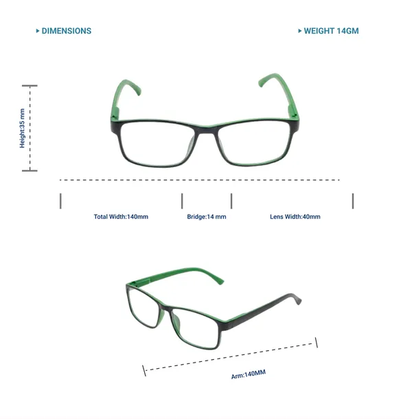 Black_&_Green_Recatngle_Shape_Tr_Full_Rim_Frames_Lightweight_Eyeframes_And_Eyewear_For_Unisex_|_Blue_Ray_Zero_Power