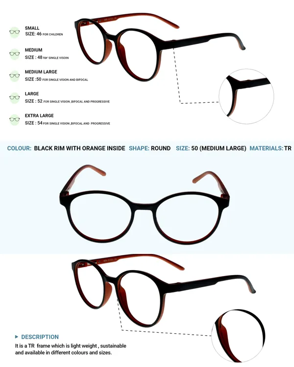 Black_&_Orange_Round_Shape_Tr_Full_Rim_Frames_Lightweight_Eyeframes_And_Eyewear_For_Unisex_|_Blue_Ray_Zero_Power