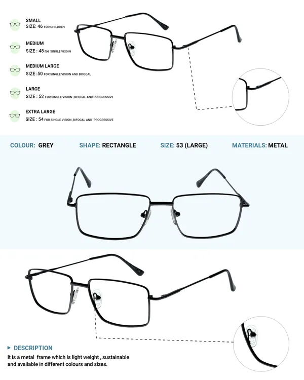 Grey_Premium_Metal_Frames_For_Unisex_|_Blue_Ray_Zero_Power
