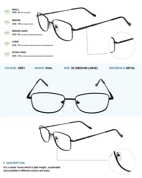 Grey_Premium_Metal_Frames_For_Unisex_|_Blue_Ray_Zero_Power