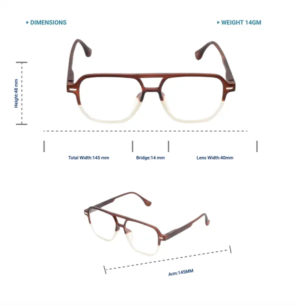 Dark_Brown_&_White_Tr_Full_Rim_Double_Mat_Finish_Eye_Frames_For_Unisex_|_Blue_Ray_Zero_Power