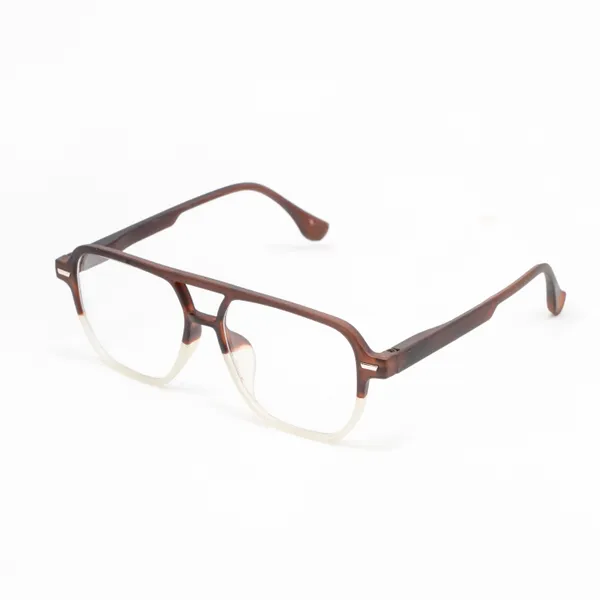 Dark_Brown_&_White_Tr_Full_Rim_Double_Mat_Finish_Eye_Frames_For_Unisex_|_Blue_Ray_Zero_Power