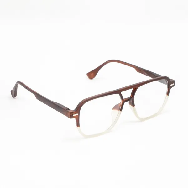 Dark_Brown_&_White_Tr_Full_Rim_Double_Mat_Finish_Eye_Frames_For_Unisex_|_Blue_Ray_Zero_Power