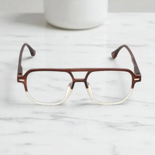 Dark_Brown_&_White_Tr_Full_Rim_Double_Mat_Finish_Eye_Frames_For_Unisex_|_Blue_Ray_Zero_Power