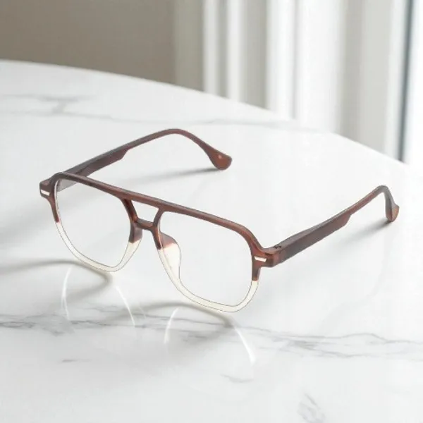 Dark_Brown_&_White_Tr_Full_Rim_Double_Mat_Finish_Eye_Frames_For_Unisex_|_Blue_Ray_Zero_Power