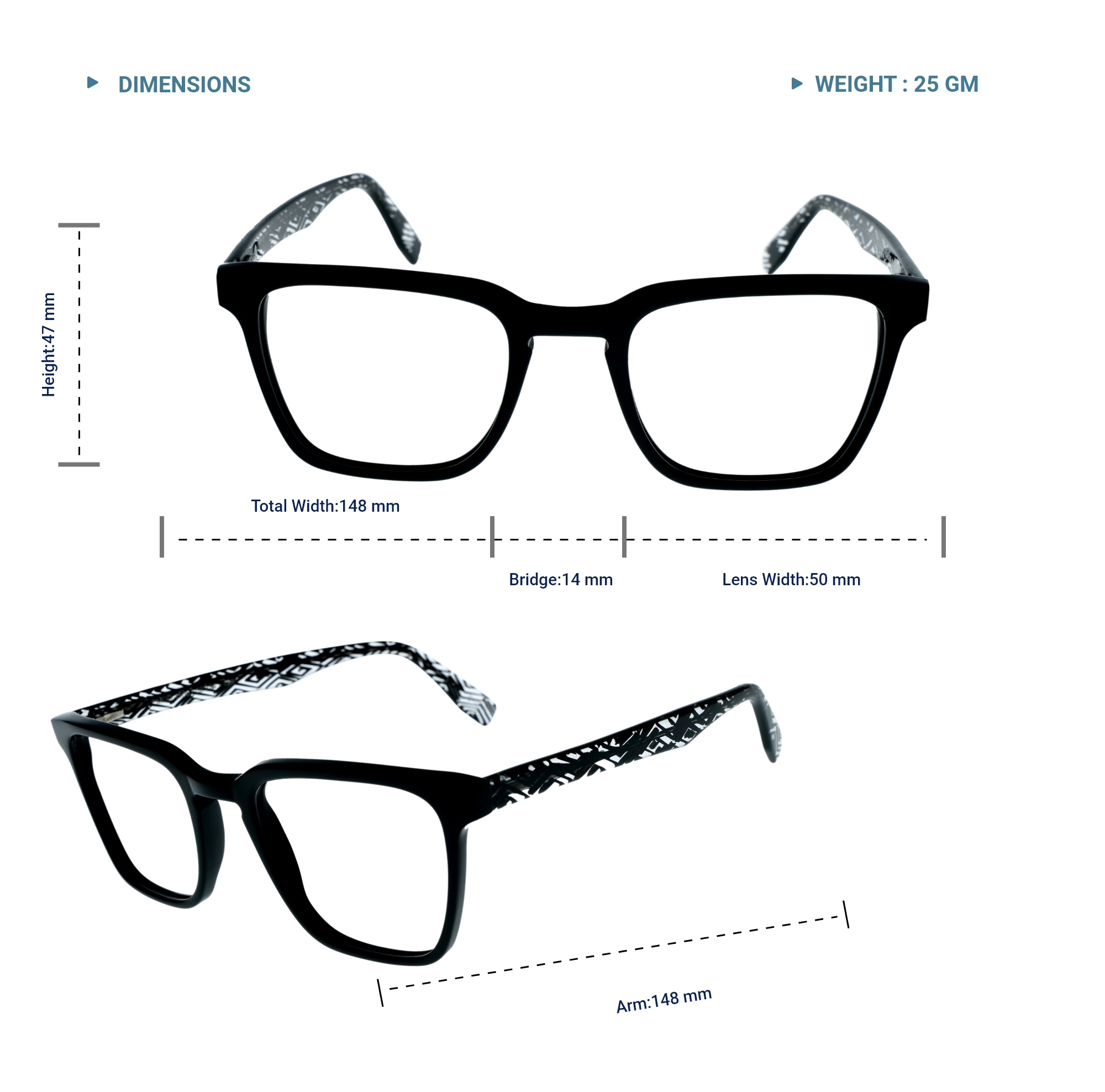 Black_&_White_Wayfarer_Shaped_Premium_Acetate_Full_Rim_Lightweight_Premium_Eye_Frames_For_Unisex_|_Blue_Ray_Zero_Power