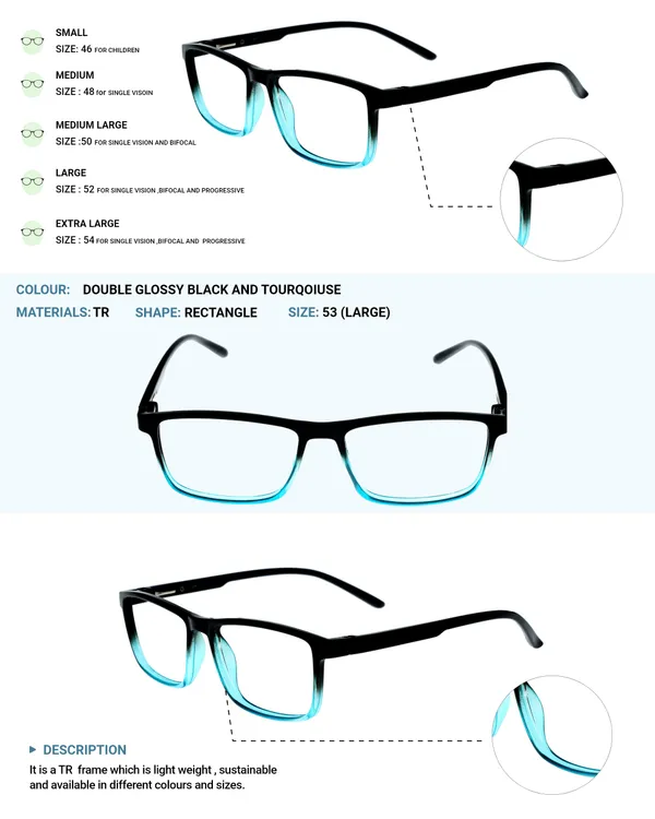 Black_&_Turquoise_Recatngle_Shape_Tr_Full_Rim_Frames_Lightweight_Eyeframes_And_Eyewear_For_Unisex_|_Blue_Ray_Zero_Power