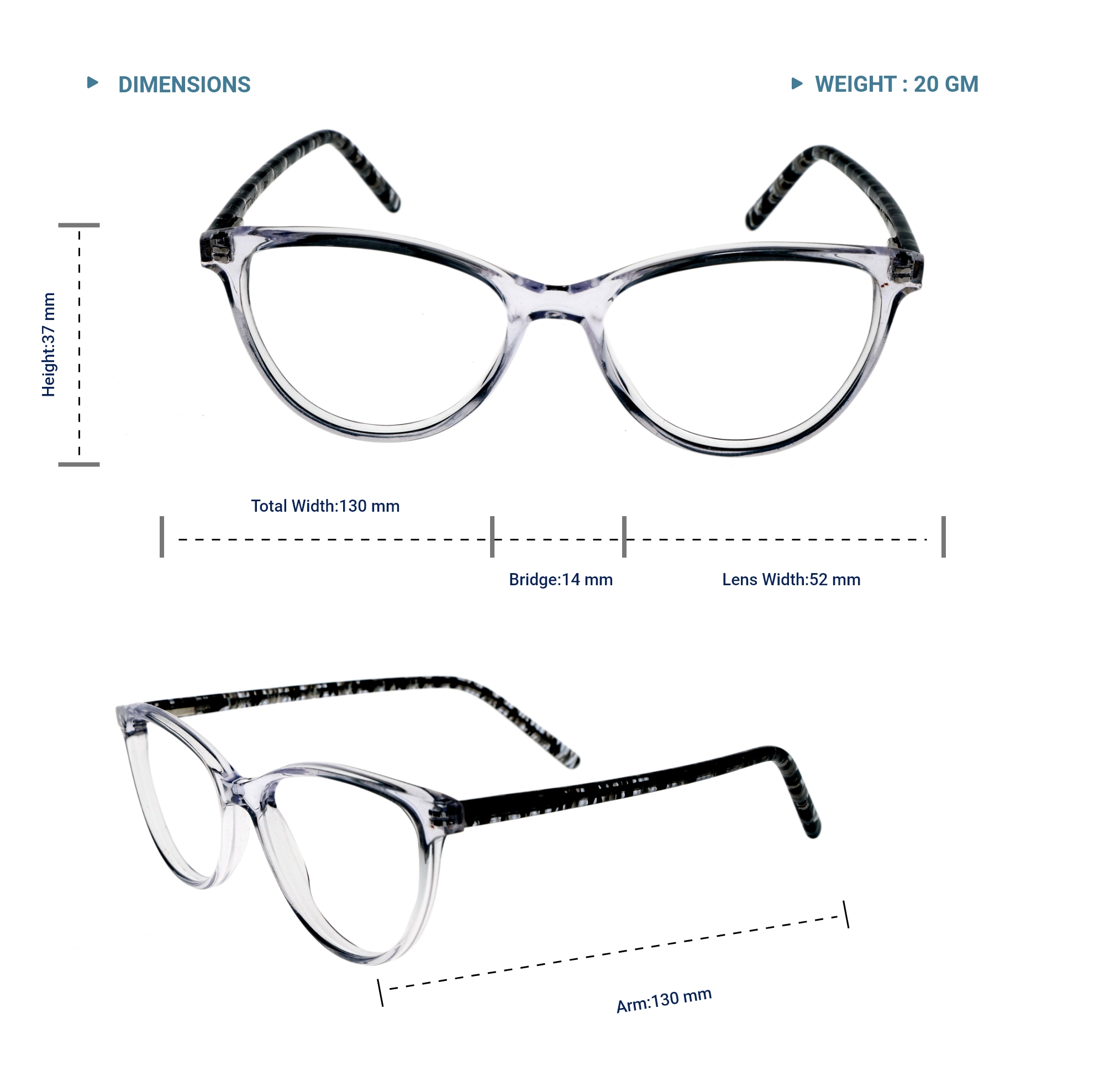 White_Cat_Eye_Shaped_Premium_Acetate_Full_Rim_Women_Lightweight_Premium_Eye_Frames_For_Unisex_|_Blue_Ray_Zero_Power