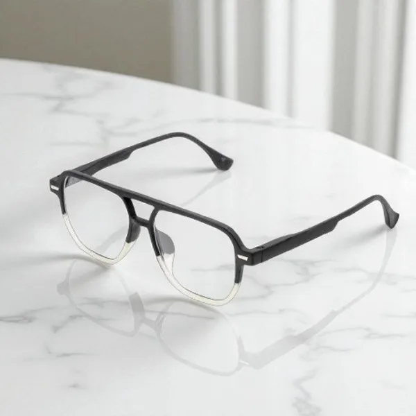 Black_&_White_Tr_Full_Rim_Glossy_Finished_Eye_Frames_For_Unisex_|_Blue_Ray_Zero_Power