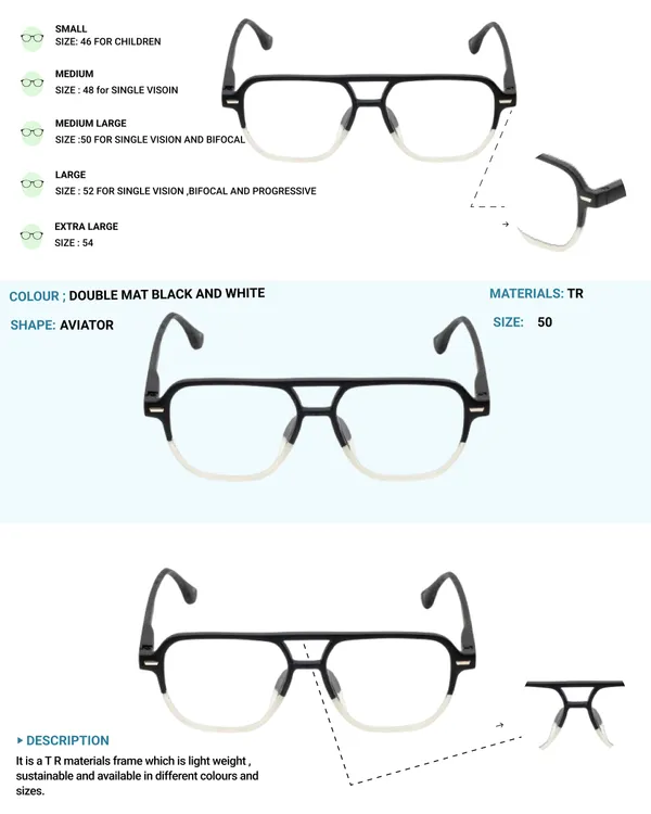 Black_&_White_Tr_Full_Rim_Glossy_Finished_Eye_Frames_For_Unisex_|_Blue_Ray_Zero_Power