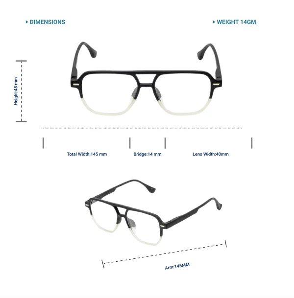 Black_&_White_Tr_Full_Rim_Glossy_Finished_Eye_Frames_For_Unisex_|_Blue_Ray_Zero_Power